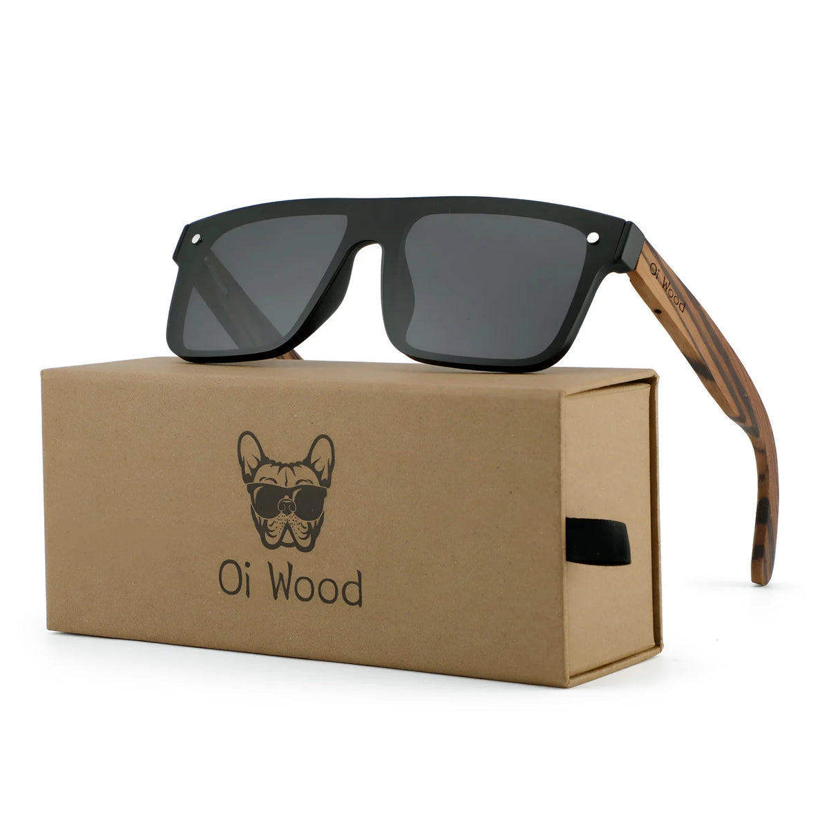 OI Wood OI9908 Polarized Sunglasses – Wide Wood Frame, Mirror, UV400, Unisex