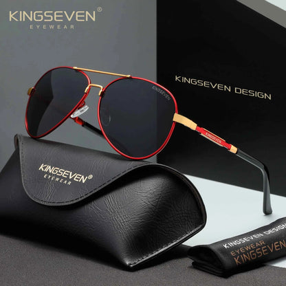 KINGSEVEN 7899 Pilot Sunglasses – Alloy Frame, Polarized, Anti-Reflective, UV400, Unisex