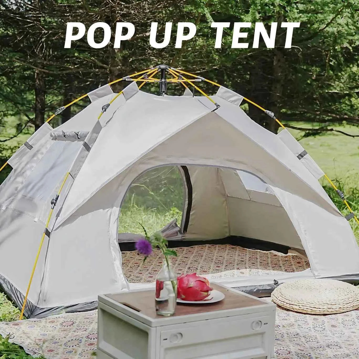 Small Silver Compact Auto-Tent - Quick 60-Second Setup Sunshade for 3-4 People, All-Weather &amp; Portable