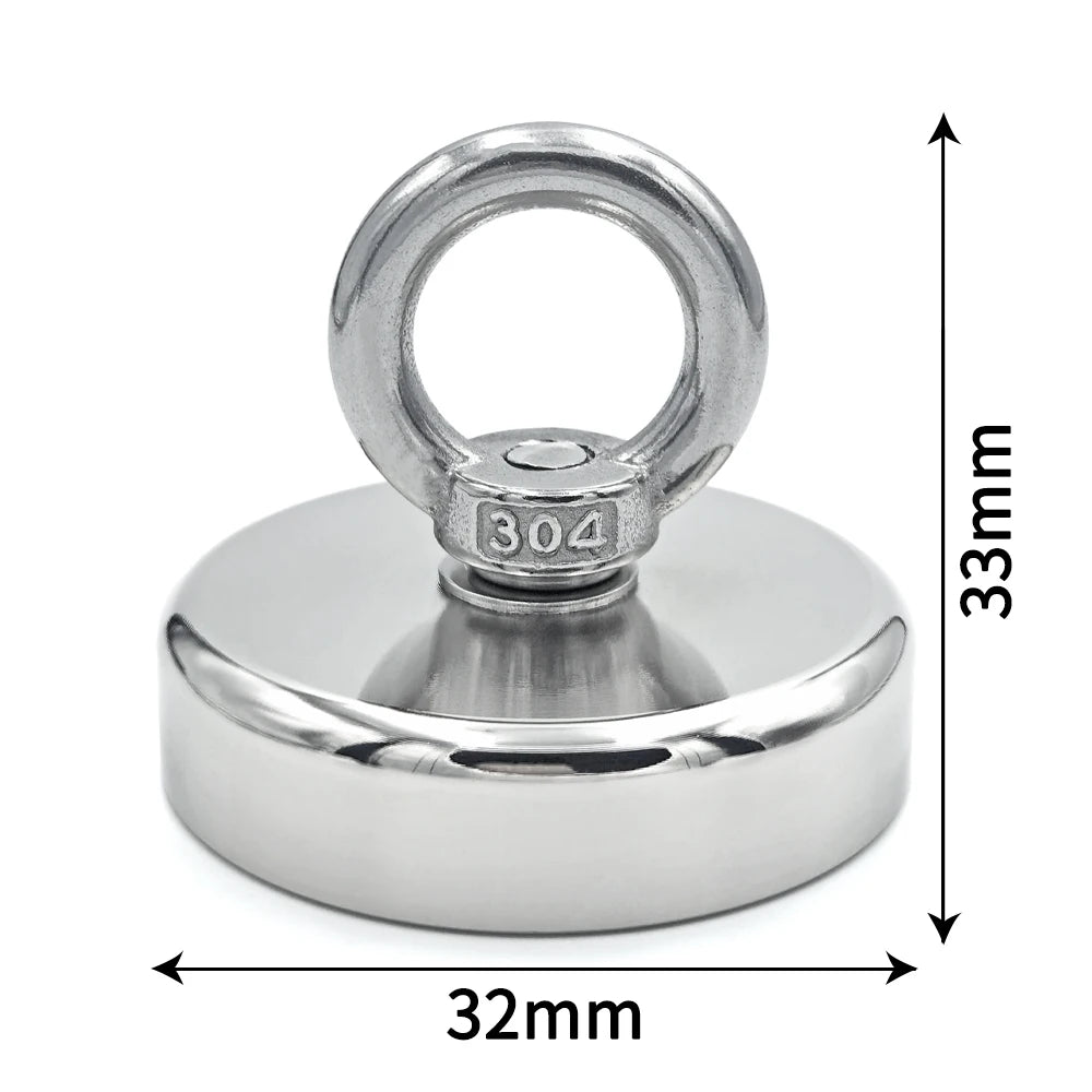 N52 Neodymium Fishing Magnet – Super Strong Rare Earth Magnet with Countersunk Hole &amp; Eyebolt for Magnet Fishing &amp; Salvage