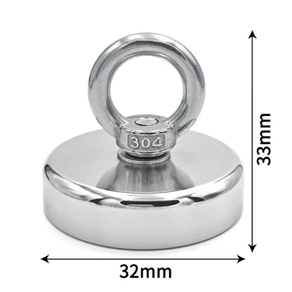 N52 Neodymium Fishing Magnet – Super Strong Rare Earth Magnet with Countersunk Hole &amp; Eyebolt for Magnet Fishing &amp; Salvage