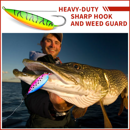 Weedless Spoon Lure Kit – 4pcs Spinner Metal Fishing Lures with Anti-Grass Hooks (8g/16g/19g)