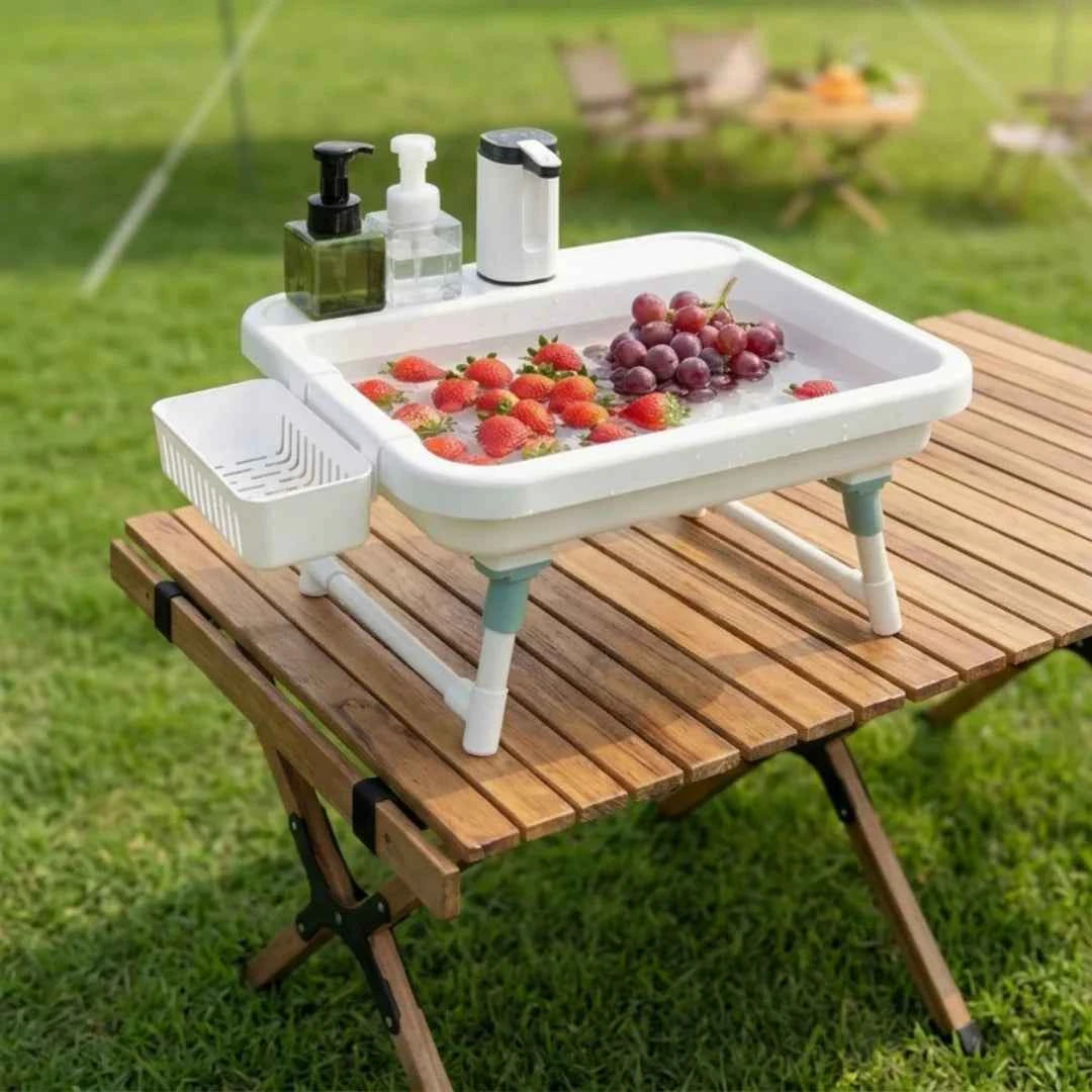 Outdoor Portable Sink with Stand – Folding Hand Wash Station for Camping, Garden &amp; RV