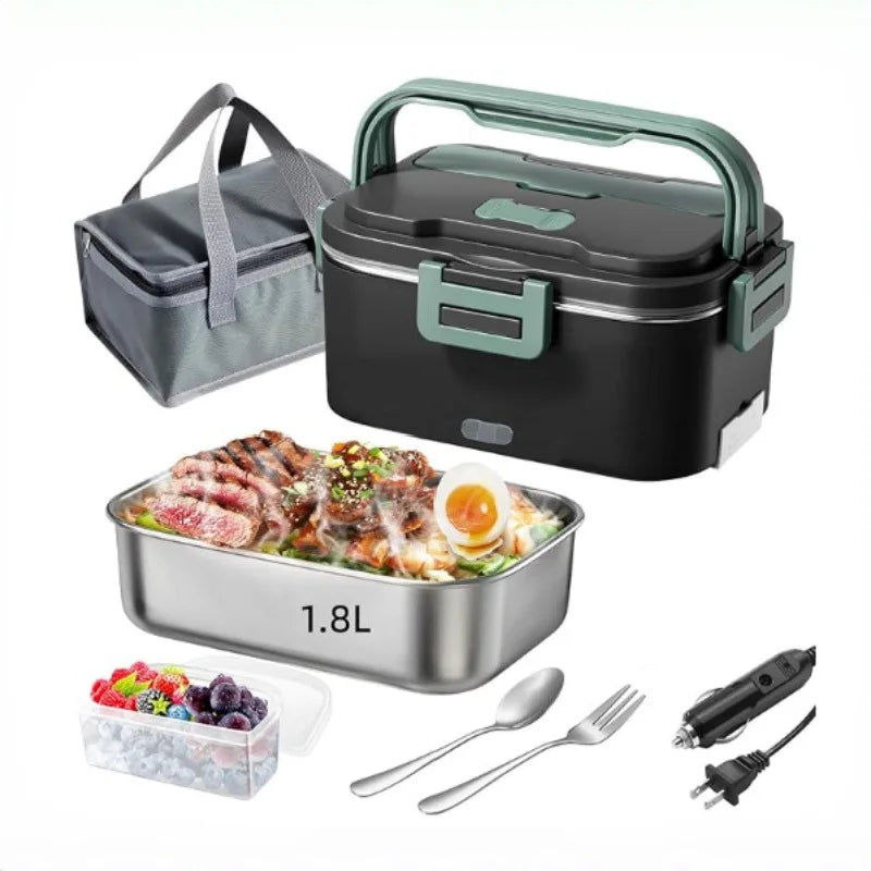 Electric Lunch Box for Adults 100W 1.8L Portable Heated Lunch Box for men,12V/24V/110V home/Car/Office/Truck,1,8L Removable