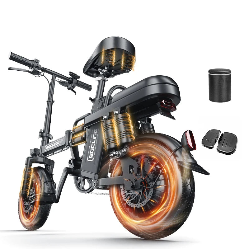 14" Folding Commuter eBike – 500W Motor, Removable Battery, Dual Disc Brake, Up to 19.9 MPH