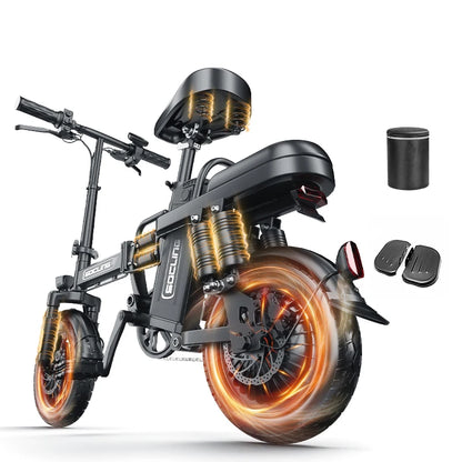 14" Folding Commuter eBike – 500W Motor, Removable Battery, Dual Disc Brake, Up to 19.9 MPH