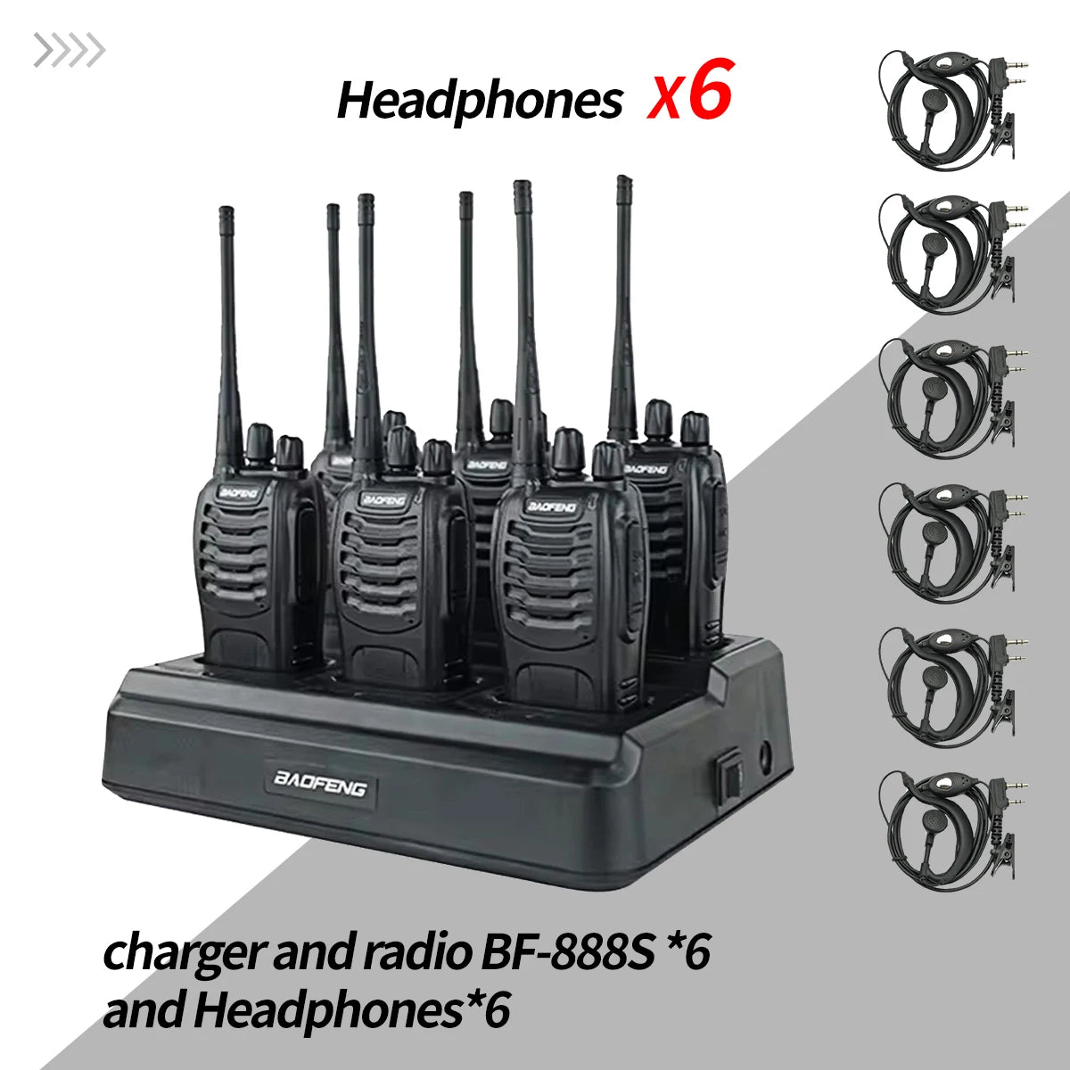 6Pack Baofeng 888S Walkie Talkie UHF Two Way Radio Long Range for Adult Radio Walkie Talkies Portable Transceiver For Handheld