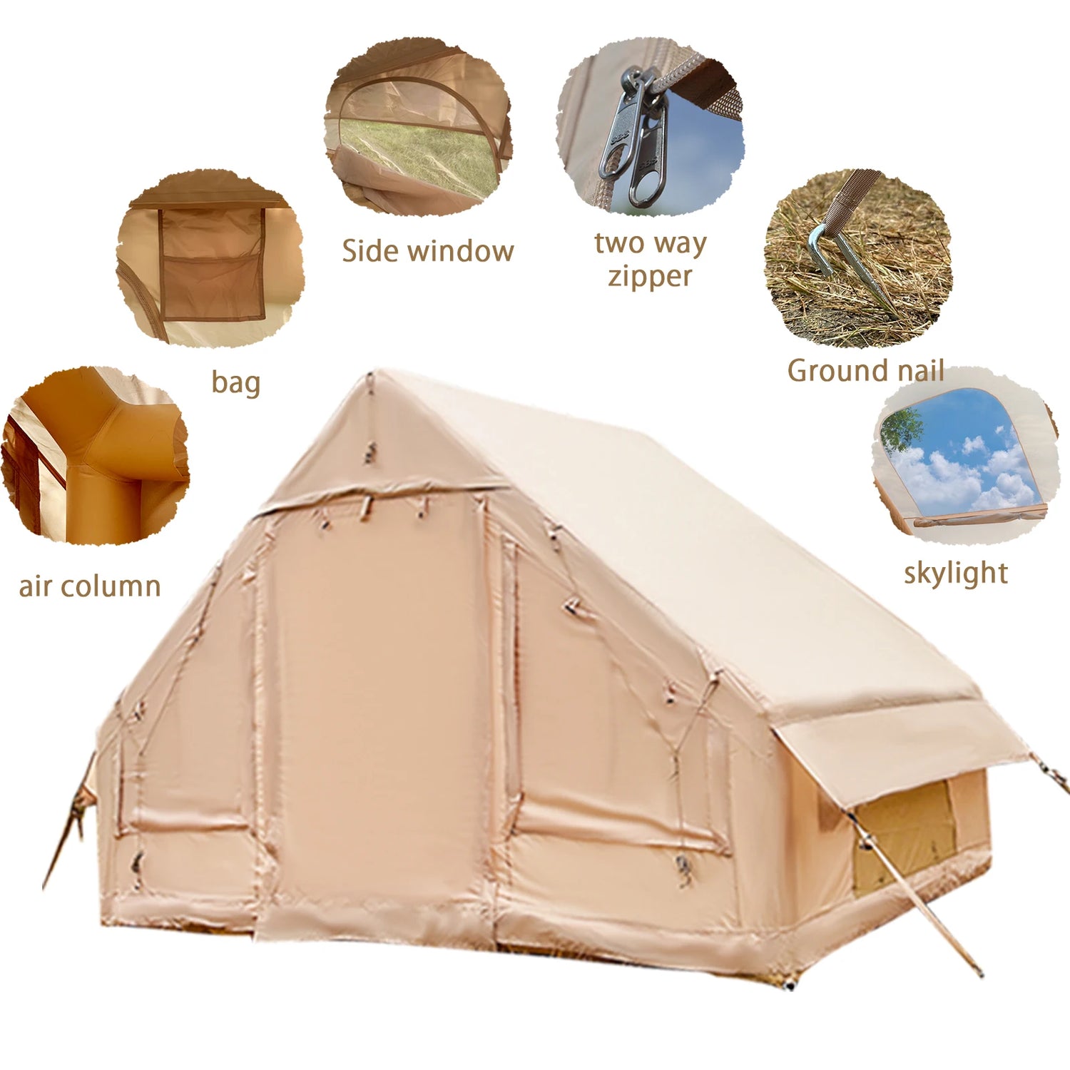 PAKICETUS Inflatable Camping Tent – 4-8 Person Portable 4-Season Waterproof Tent with Windows