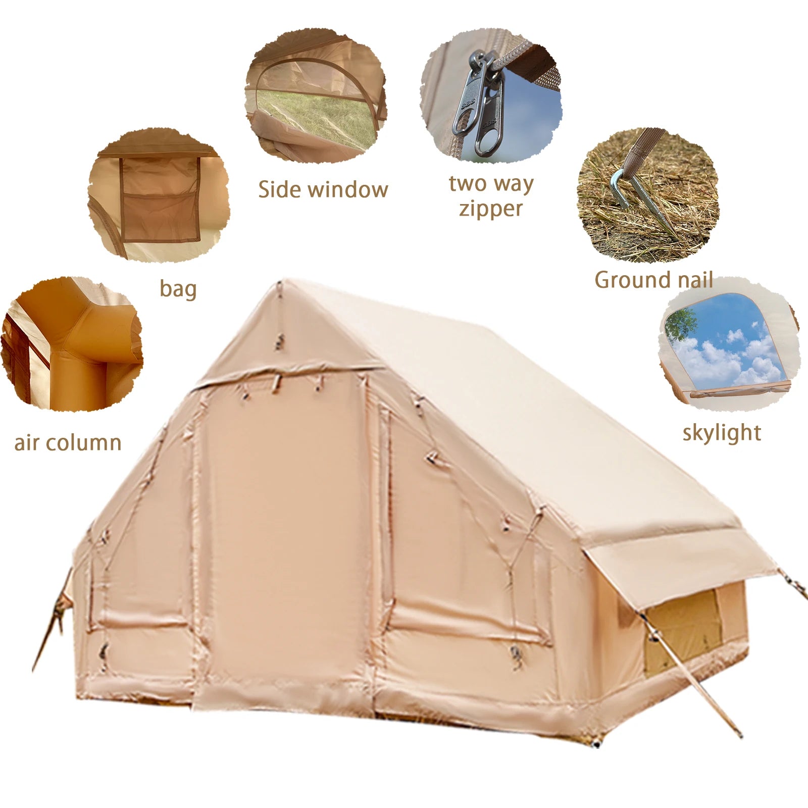PAKICETUS Inflatable Camping Tent – 4-8 Person Portable 4-Season Waterproof Tent with Windows