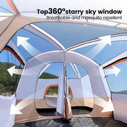 Sonuto Double-Layer Family Camping Tent – 2-Room Waterproof Tent for 3–12 People (4 Sizes)