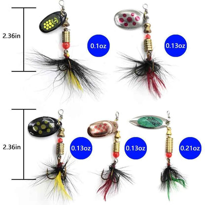 Metal Spoon Spinner Fishing Lure Set – 10pcs Holographic Spinnerbait Kit (3g–7g)