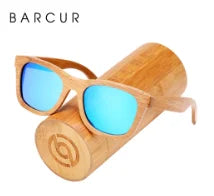 BARCUR Retro Square Bamboo Wood Polarized Sunglasses – UV400 Handmade