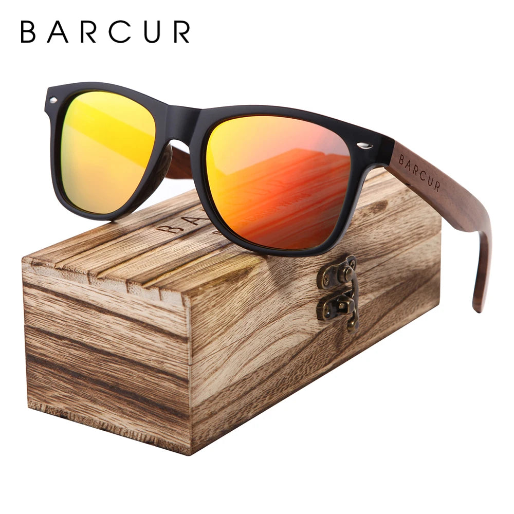 BARCUR Black Walnut Wood Polarized Sunglasses – UV400 Protection