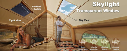 SENLEETO 6-8 Person Inflatable Camping Tent | Stove Jack, AC Vent &amp; Pump Included