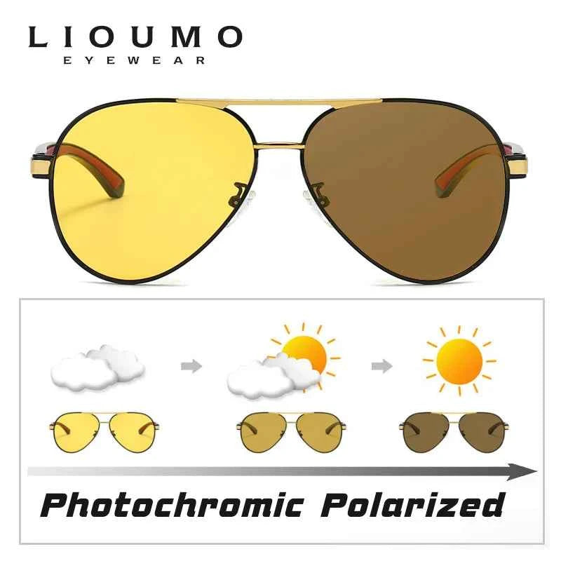 LIOUMO Luxury Photochromic Night Vision Sunglasses – Anti-Glare Chameleon Driving Glasses