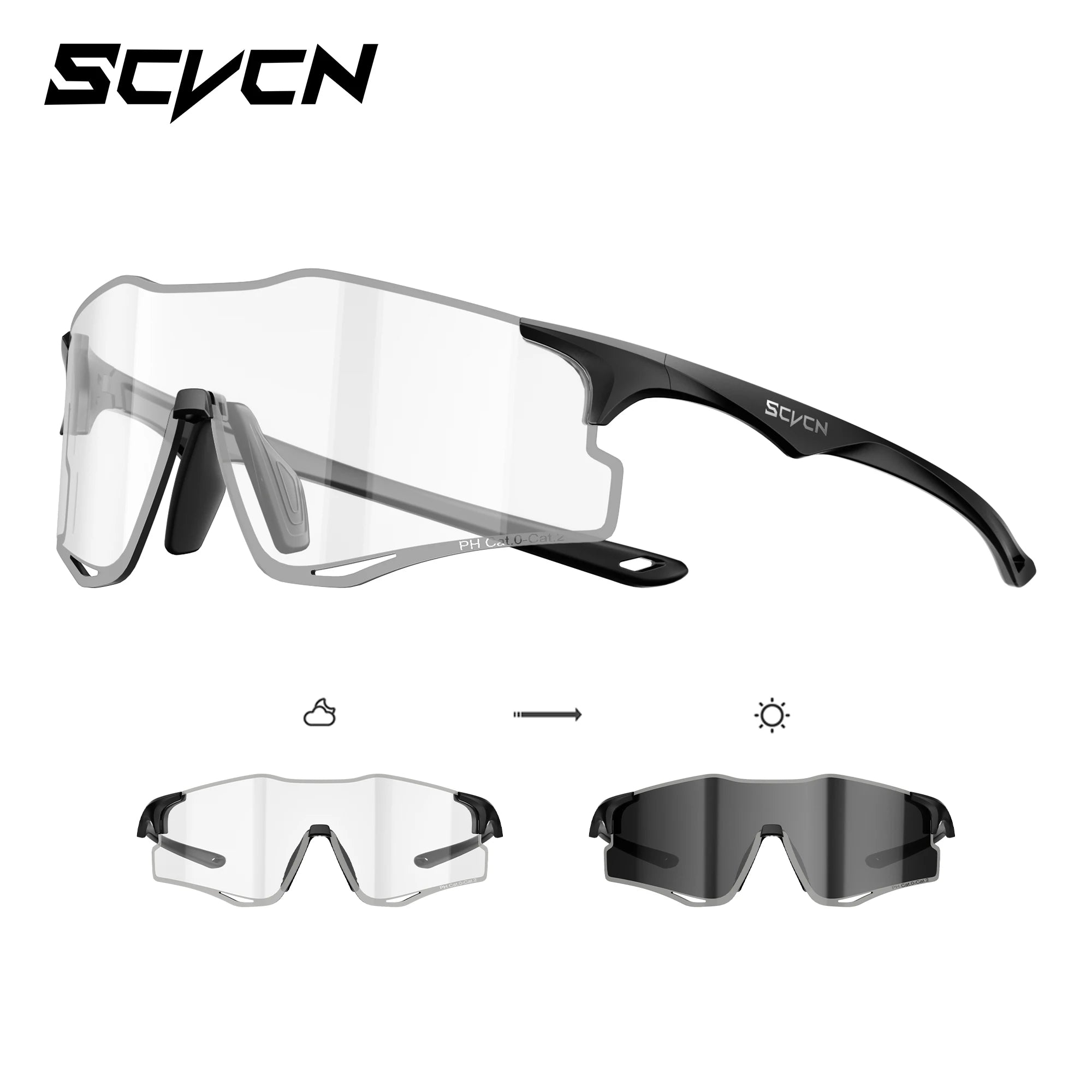 SCVCN Lightweight Running Sunglasses Cycling Glasses Photochromic UV400 for Men Cycling Road Bike Glasses Women Casual Hiking