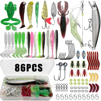 Complete Fishing Lure Kit with Tackle Box – 86 / 88 / 136 / 149 / 366pcs for Trout, Pike &amp; Bass