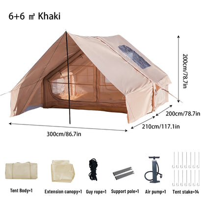 PAKICETUS Inflatable Camping Tent – 4 to 8 Person, Waterproof, 4-Season with Windows