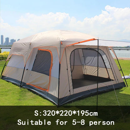 2-Bedroom Family Camping Tent – 5 to 8 Person Double Layer Cabin Tent, Rainproof