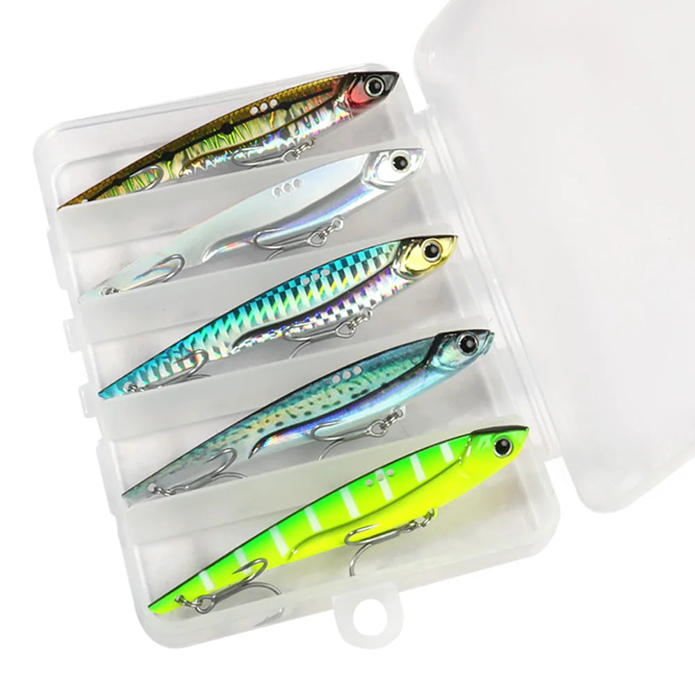 GOBAIT Metal VIB Fishing Lure Kit – 20g, 25g &amp; 30g | Holographic Laser Skin | Treble Hook | Sea, Pike &amp; Bass