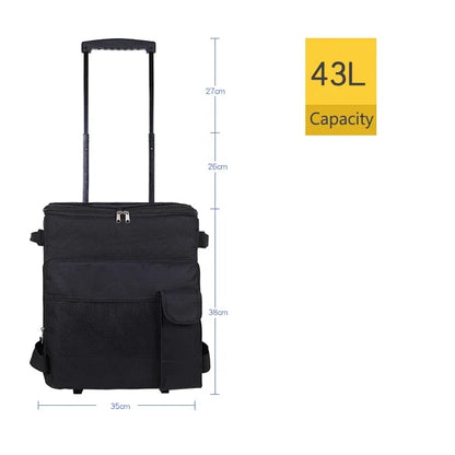 43L Rolling Cooler Bag with Removable Wheels &amp; Handle – Insulated Portable Cooler for Camping, Beach &amp; Travel