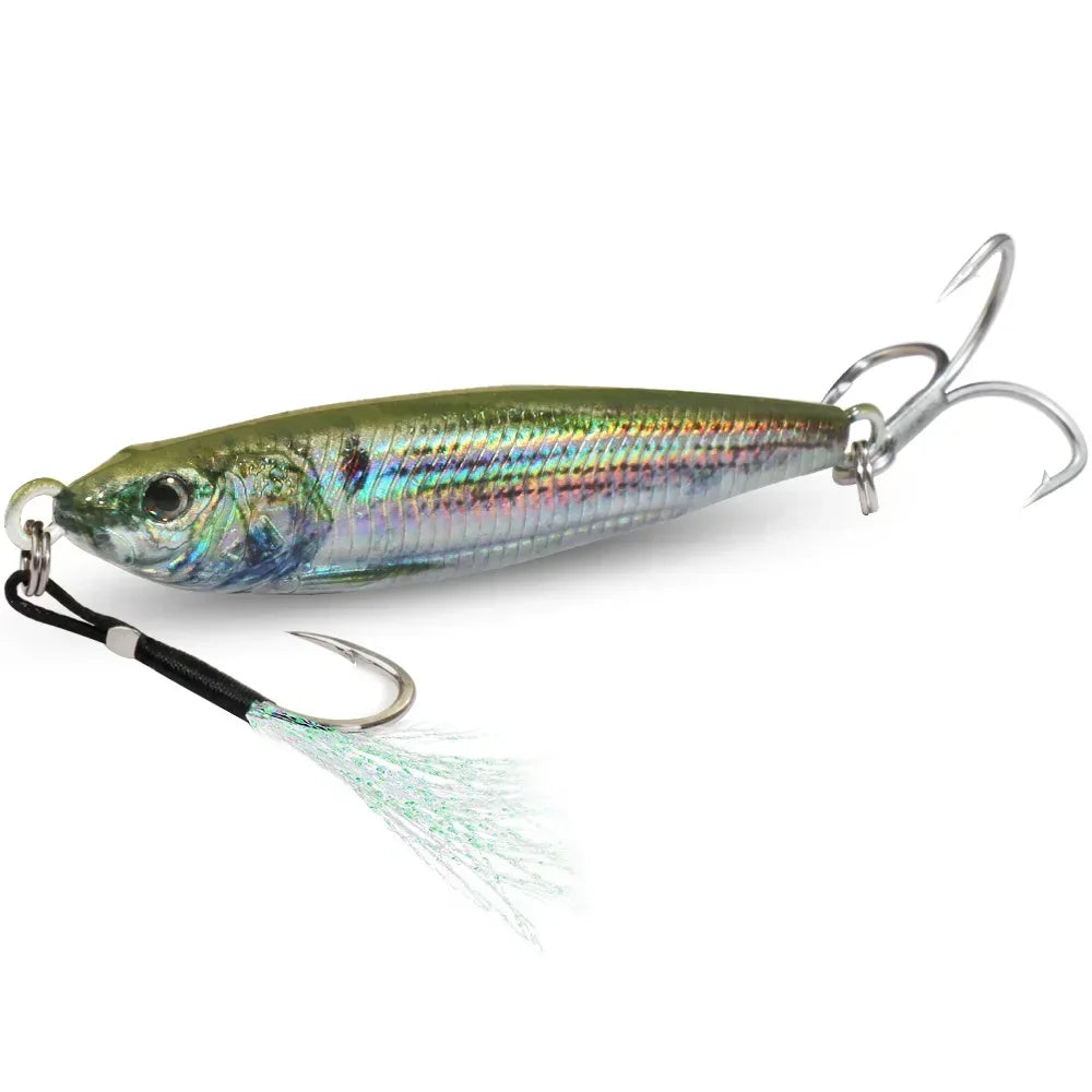 Metal Jig Bait 20g 30g 40g Spinner Sinking 3D Eye Color Laser Spinning Gear Luring Cast Fishing Tackle Blade Hook Pesca VIB Lure