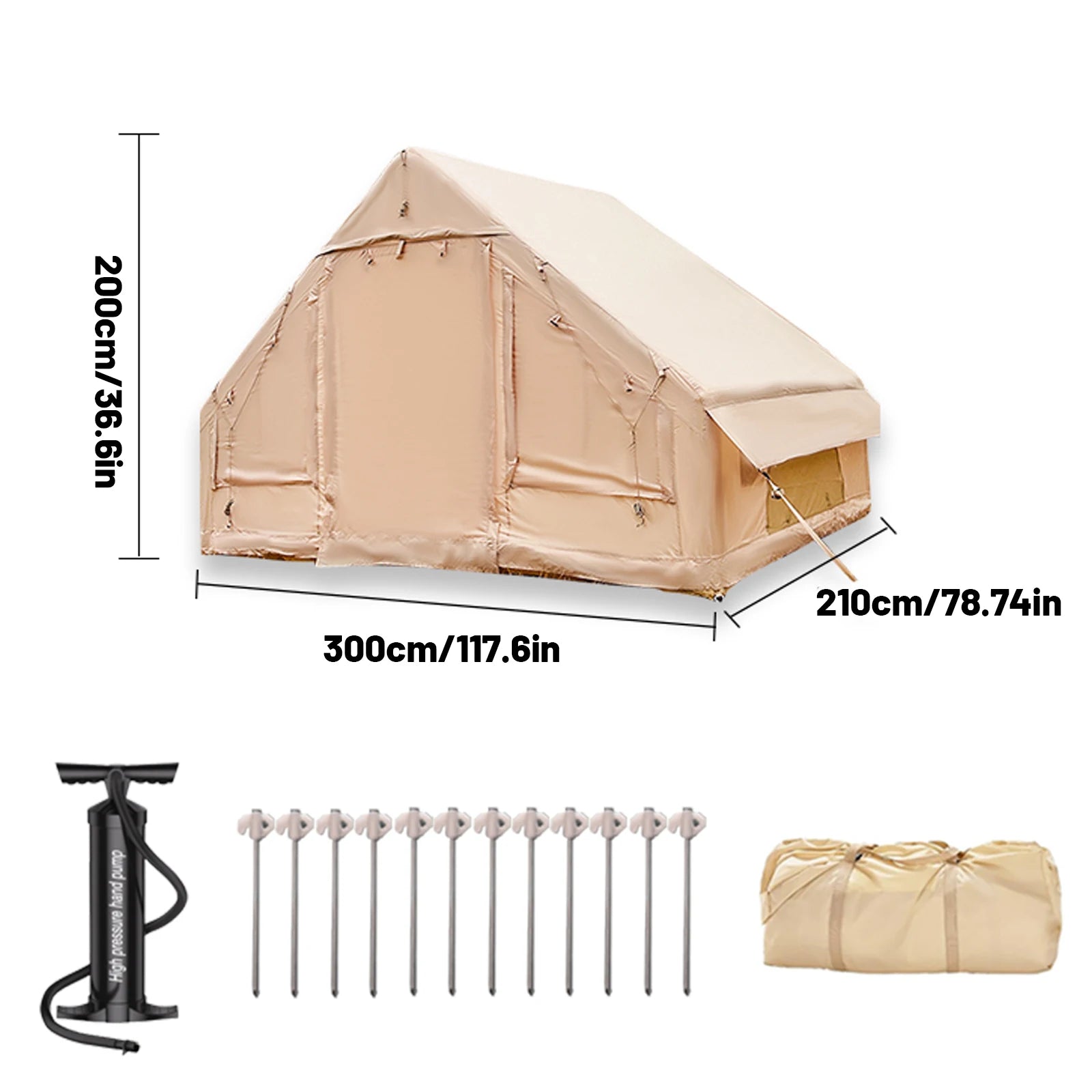 PAKICETUS Inflatable Camping Tent – 4 to 8 Person, Waterproof, 4-Season with Windows
