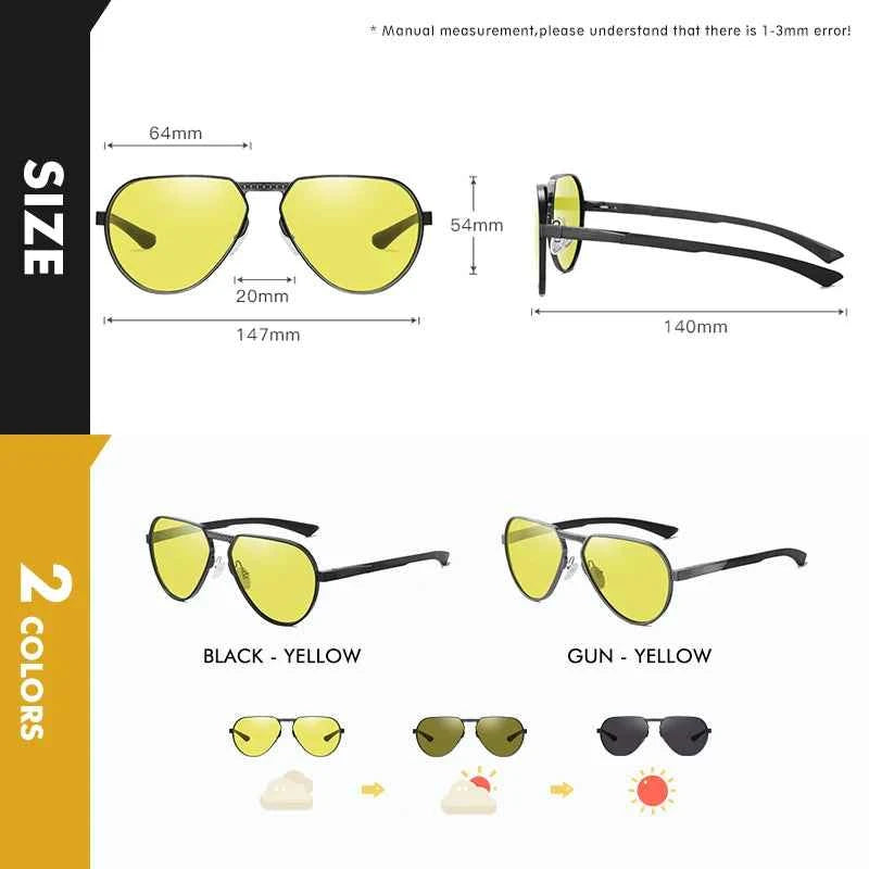 LIOUMO Photochromic Night Vision Driving Sunglasses – Polarized UV400 for Men &amp; Women