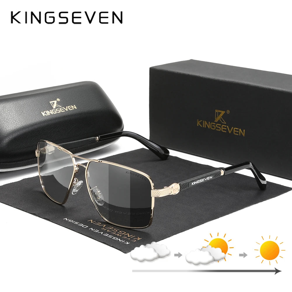 KINGSEVEN 7790 Polarized Square Sunglasses – Alloy Frame, UV400, Photochromic Options