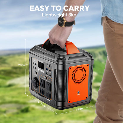 300W Portable Power Station + 60W Solar Panel – 296Wh Solar Generator with 13 Output Ports &amp; LED Light (SBAOH P302)
