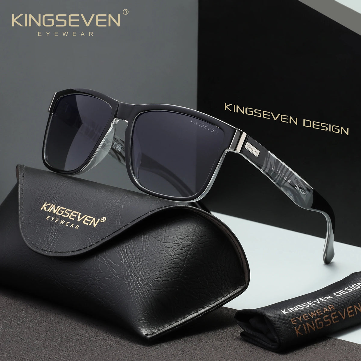 KINGSEVEN Zebra Pattern Polarized Sunglasses – Retro Rectangle, UV400, Unisex