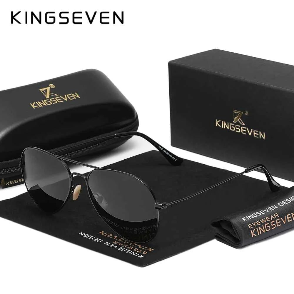 KINGSEVEN 7115 Pilot Polarized Sunglasses – Alloy Frame, Mirror, UV400, Unisex