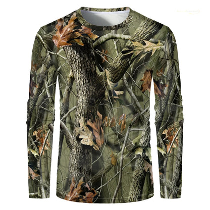 Camouflage Hunting Long Sleeve Men T-shirt Outdoor Sports Tactical Training Clothes Tee Hiking Fishing Camping Quick Drying Tops