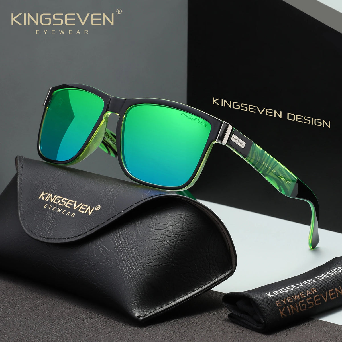 KINGSEVEN Zebra Pattern Polarized Sunglasses – Retro Rectangle, UV400, Unisex