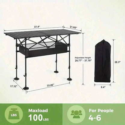 Aoran Outdoor Folding Portable Picnic And Camping Table, Aluminum Roll-Up Table With Easy-To-Carry Bags, Suitable For Indoor And