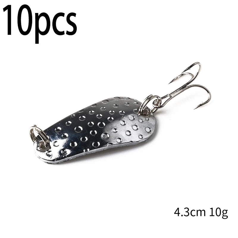 Metal Spoon Fishing Lure with Treble Hook – Gold &amp; Silver Jig Bait for Bass, Pike &amp; Perch