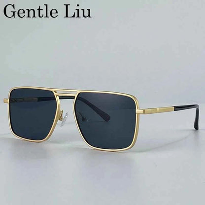 GENTLE LIU KSL-98280 Oversized Double Beam Square Sunglasses – Alloy Frame, UV400