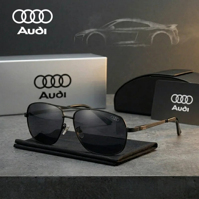 Audi Polarized Sunglasses – Unisex UV400 Square Aviator Alloy Frame Business &amp; Driving Shades