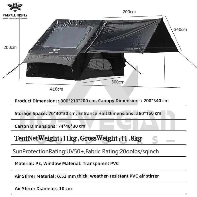King-size inflatable family camping tent for 3 to 6 people with premium weatherproofing and spacious interior with large skyligh