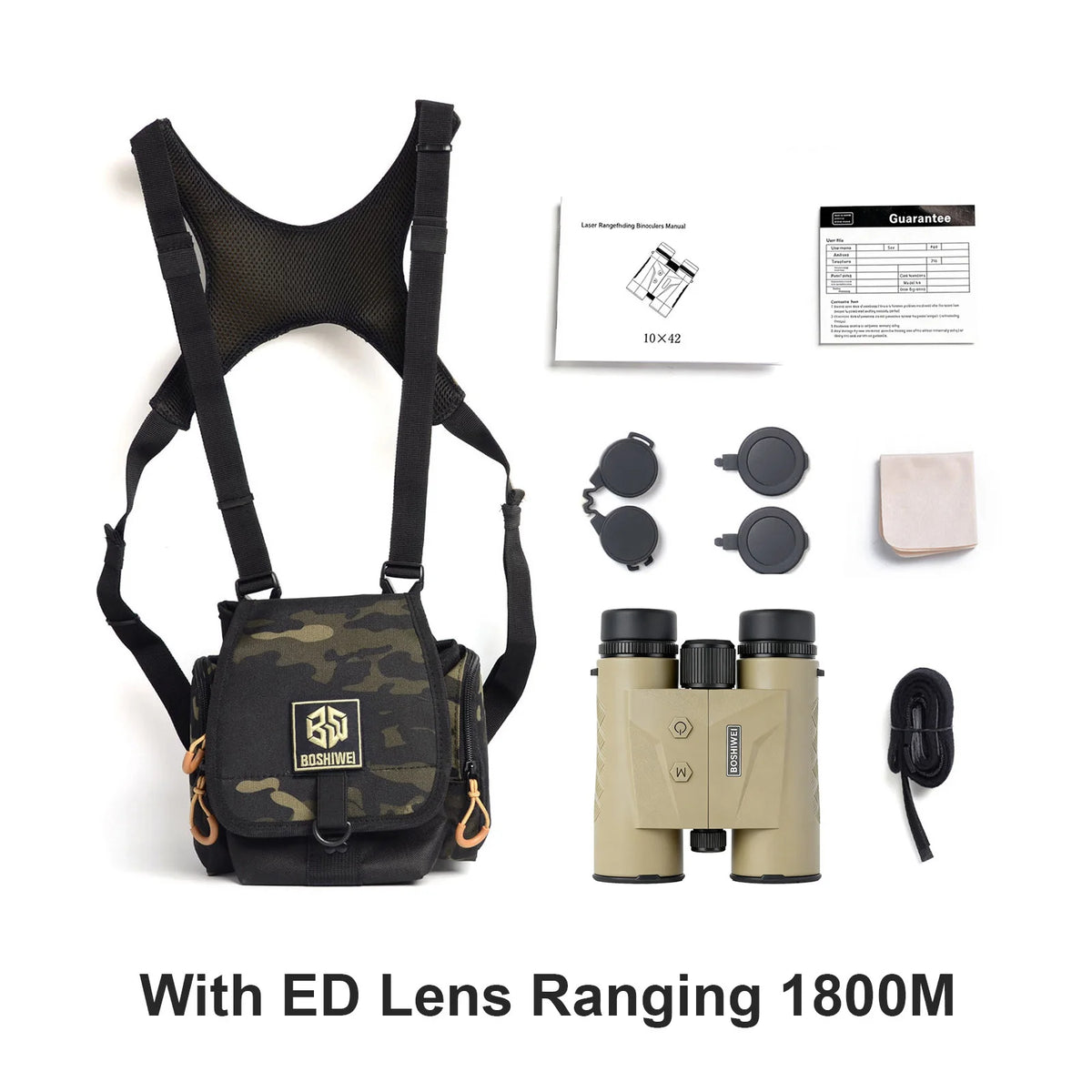 BOSHIWEI BSW 10X42 ED Laser Rangefinding Binoculars – IPX7, 1800m / 2400m, Hunting &amp; Golf