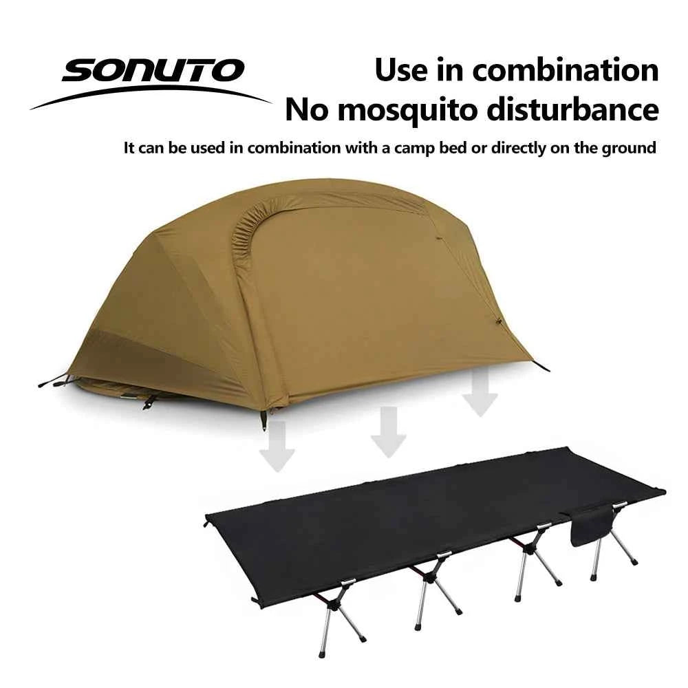 Sonuto 1-Person Camping Tent – Waterproof, Windproof, 4-Season with Aluminum Poles