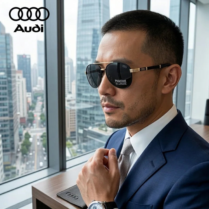 Audi Polarized Sunglasses – Unisex UV400 Anti-Glare Square Alloy Frame Sport &amp; Driving Shades