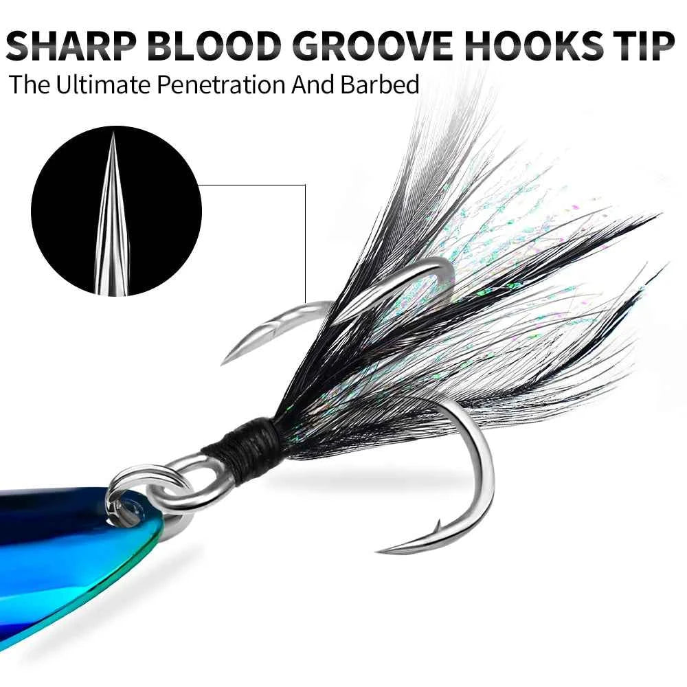 3pc Metal Sequin Spoon Lure Set – Long Cast Swimbait with Bevel Sequins &amp; Strengthened Hooks (3g–60g)