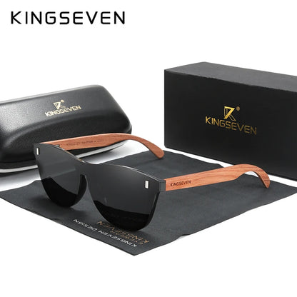 KINGSEVEN B5510 Natural Bubinga Wood Sunglasses – Oversized, Handmade, Unisex