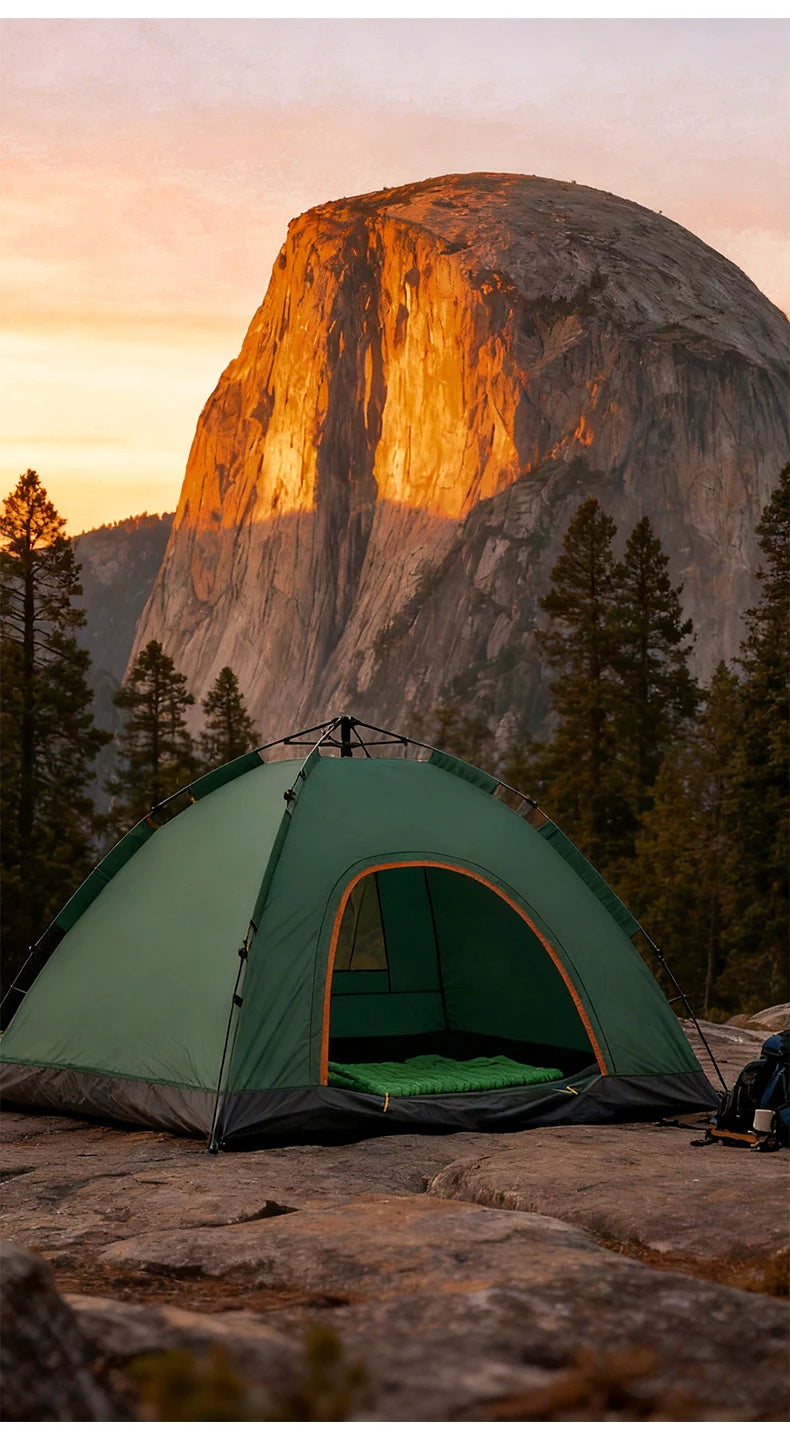 1 Green Camping Tent Outdoor Portable Foldable Overnight Fully Automatic Thickened Beach Indoor Quick-Open