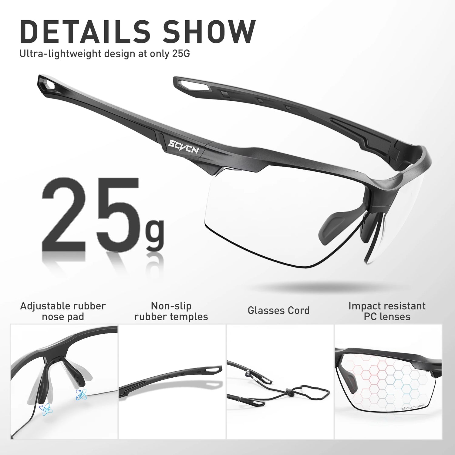 SCVCN Tactical Shooting Glasses – Photochromic Polarized Shockproof Goggles for Hunting, Airsoft &amp; Outdoor Sport