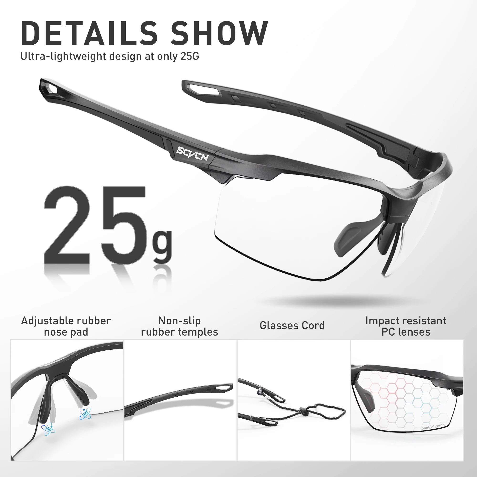 SCVCN Tactical Shooting Glasses – Photochromic Polarized Shockproof Goggles for Hunting, Airsoft &amp; Outdoor Sport