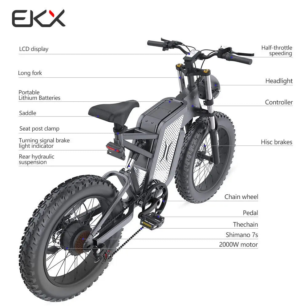 EKX X20 Electric Bicycle 48V 35AH Lithium Battery Adult Mountain Ebike 20 Inch Mountain Electric Men&