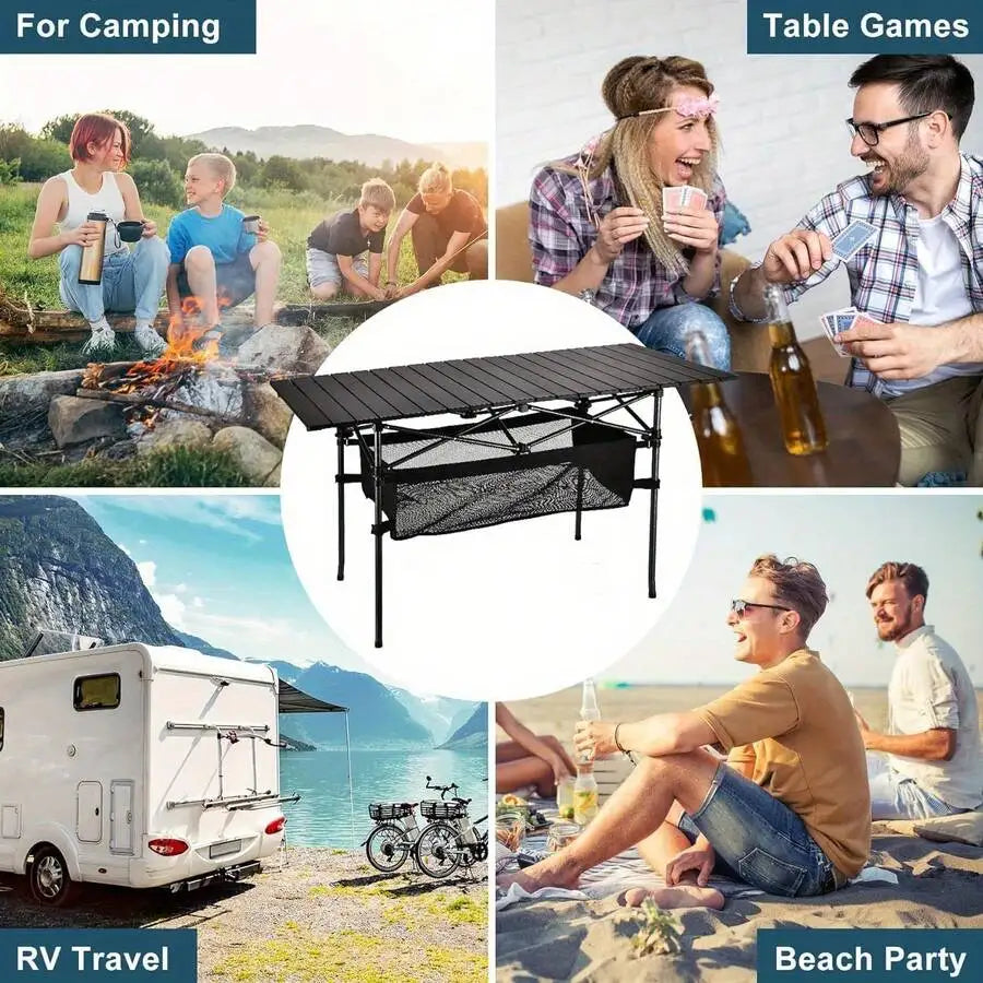 Aoran Aluminum Roll-Up Camping Table – Portable Folding Table with Carry Bag | Medium &amp; Large | Ships from US