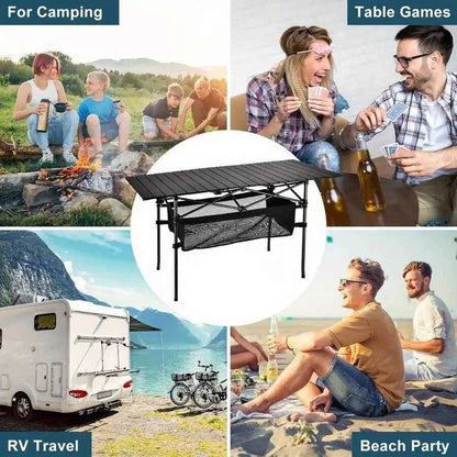 Aoran Outdoor Folding Portable Picnic And Camping Table, Aluminum Roll-Up Table With Easy-To-Carry Bags, Suitable For Indoor And